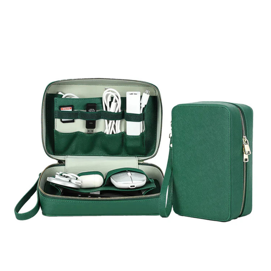 Cherloi Saffiano Leather Tech Organizer
