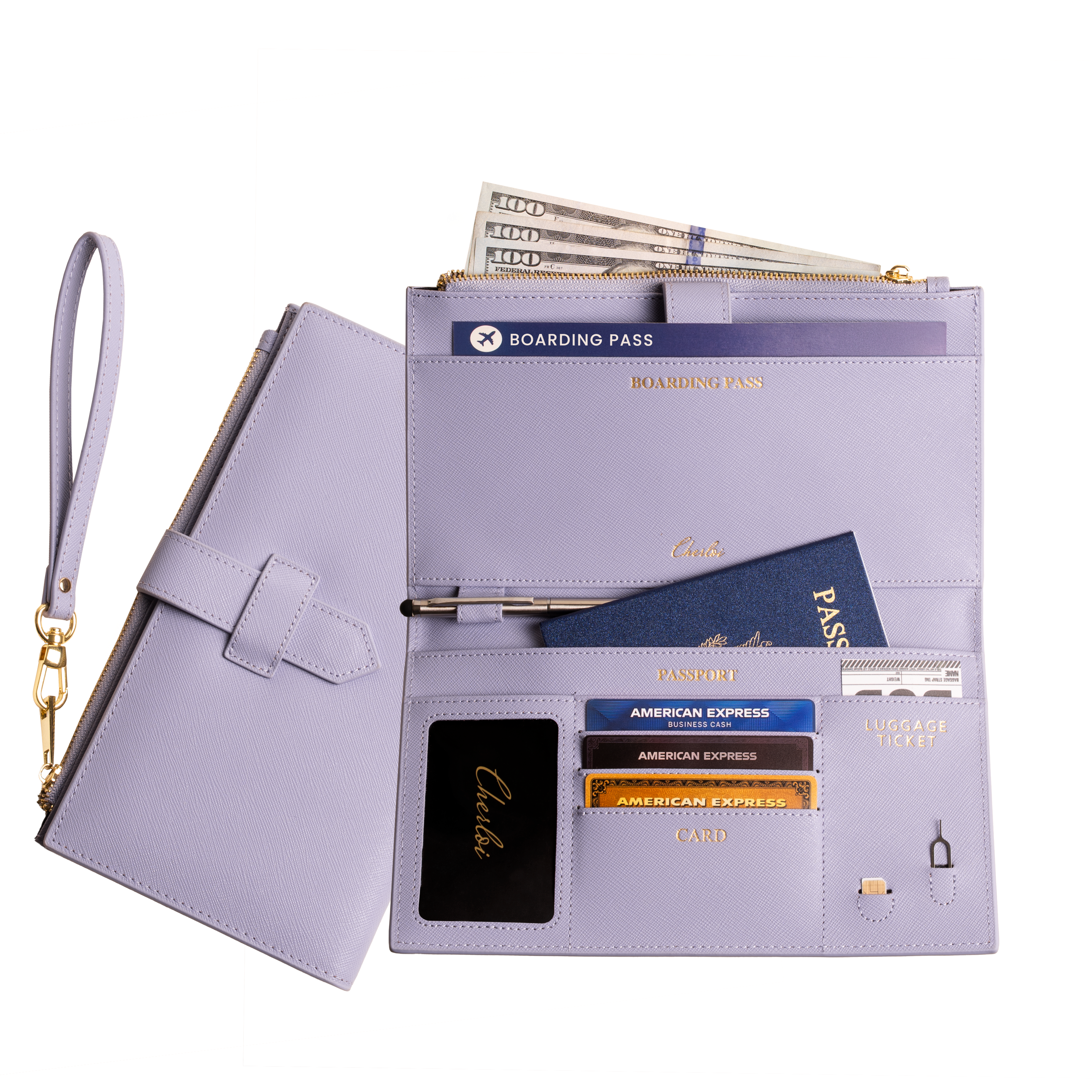 Cherloi Saffiano Leather Travel Wallet RFID Protected